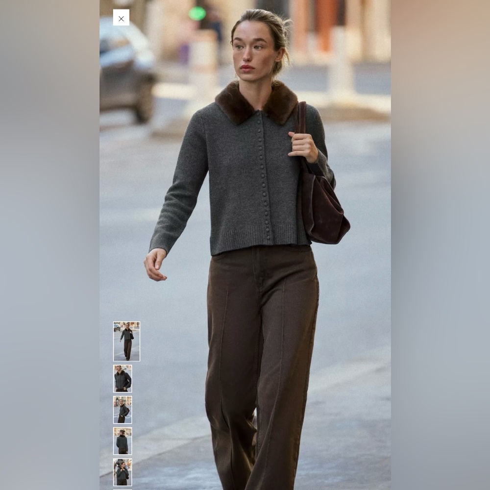 Zara Faux Fur Lapel Knit Cardigan (S) - Worn once and in perfect condition!!!